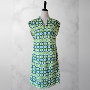 Lesley Evers Linen Cotton Geometric Sheath Dress S